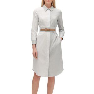 Lafayette 148 Peggy Parkside-Stripe Belted Cotton Shirtdress size M